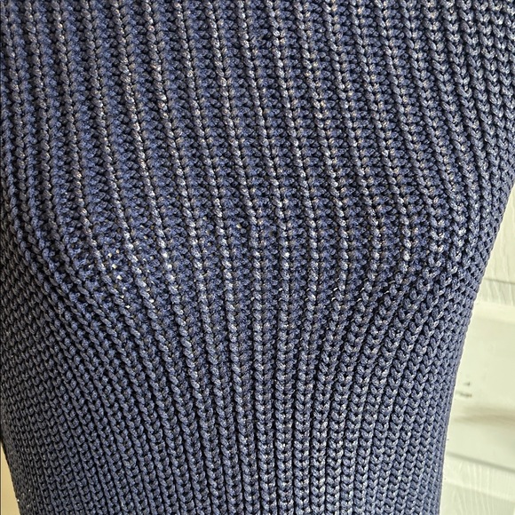 NEW Pilcro Anthropologie Oversized Foil Sweater vest Navy Sleeveless Knit Top - Picture 5 of 6